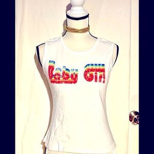 Vintage 90s RAVE Baby Girl Rainbow Tank
